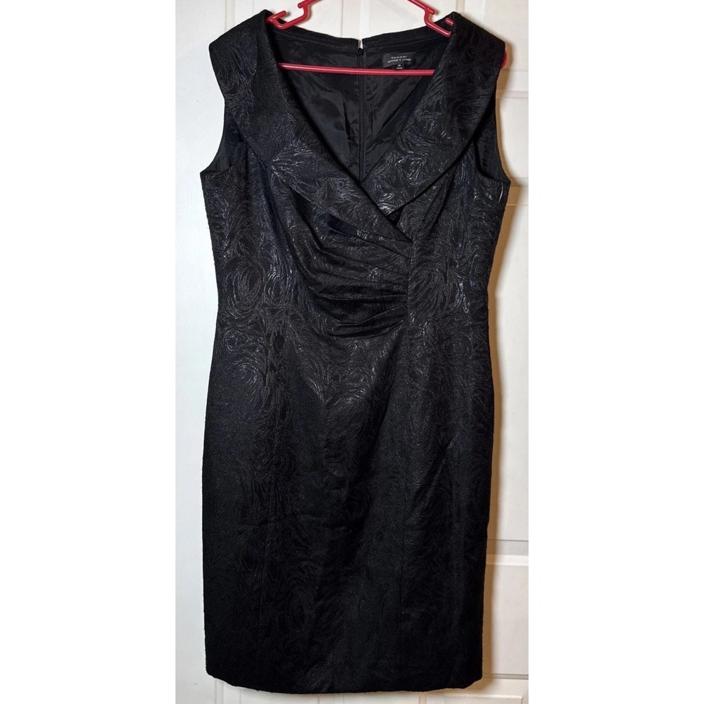 NWT Tahari Arthur S Levine Vicky Black Floral Ruched Sheath Dress Size 10 $139